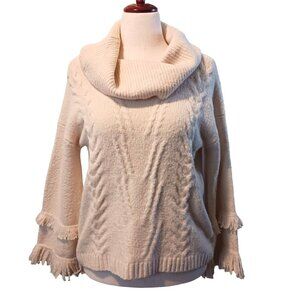 NEW Vintage America Size M Western Boho Cream Cowlneck Cream Sweater‎